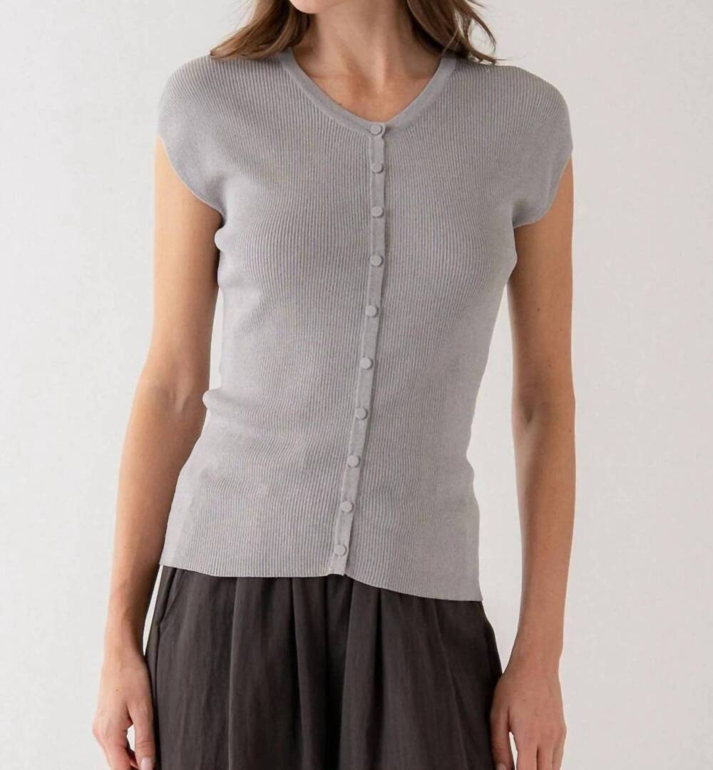 NEW ELLE GREY women's ribbed tank top in silver